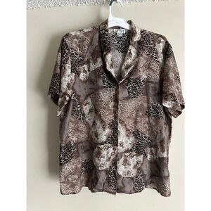 Stunt 100% Silk Short Sleeve Leopard
